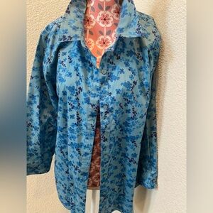 Coldwater Creek Floral Blue Women's Top